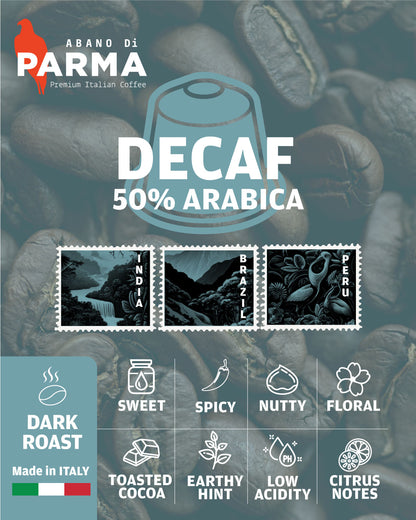ABANO DI PARMA Decaf 50% ARABICA 5.6g  Nespresso Compatible Capsules X 10